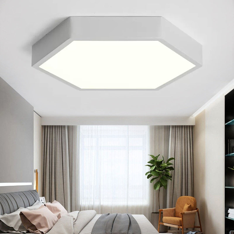 Nordic Hexagon LED Ceiling Light - Stylish Monochrome Flush Mount for Porch