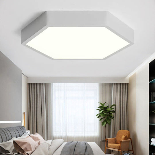 Nordic Hexagon LED Ceiling Light - Stylish Monochrome Flush Mount for Porch