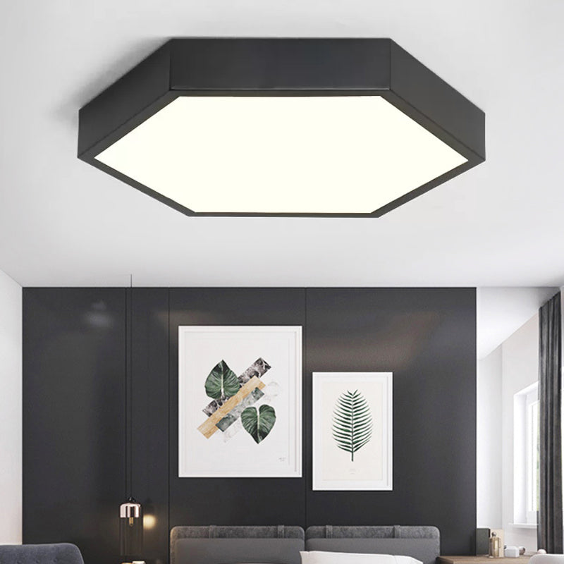 Nordic Hexagon LED Ceiling Light - Stylish Monochrome Flush Mount for Porch