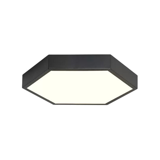 Nordic Hexagon LED Ceiling Light - Stylish Monochrome Flush Mount for Porch