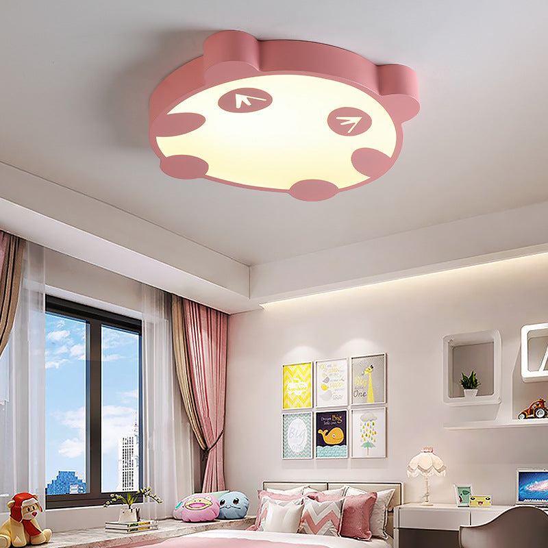 Panda Flush Mount LED Ceiling Lamp for Kindergarten with Acrylic Circle Design