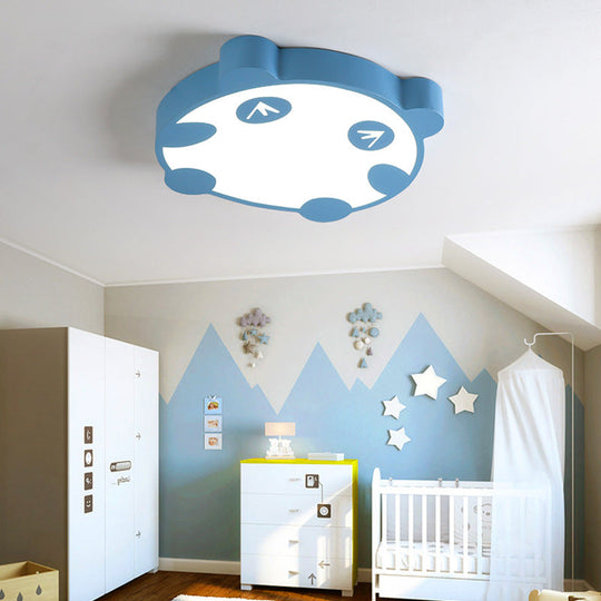 Panda Flush Mount LED Ceiling Lamp for Kindergarten with Acrylic Circle Design