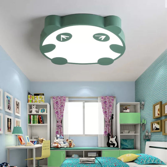 Panda Flush Mount LED Ceiling Lamp for Kindergarten with Acrylic Circle Design