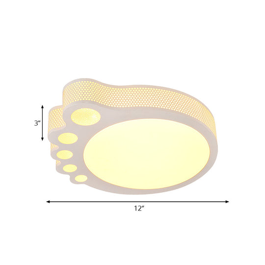 Kid's Cartoon Ceiling Light - White Acrylic Flush Mount - Foot Shaped Design