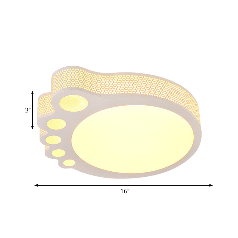 Kid's Cartoon Ceiling Light - White Acrylic Flush Mount - Foot Shaped Design