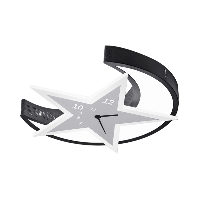 Kids Bedroom Flushmount Ceiling Lamp With Star And Moon Cartoon Leds