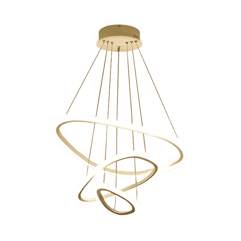 Suspension LED blanche minimaliste : lustre de salle à manger avec abat-jour triangulaire/rond en acrylique (2/3 niveaux)