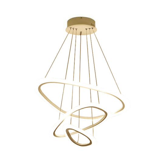 Suspension LED blanche minimaliste : lustre de salle à manger avec abat-jour triangulaire/rond en acrylique (2/3 niveaux)