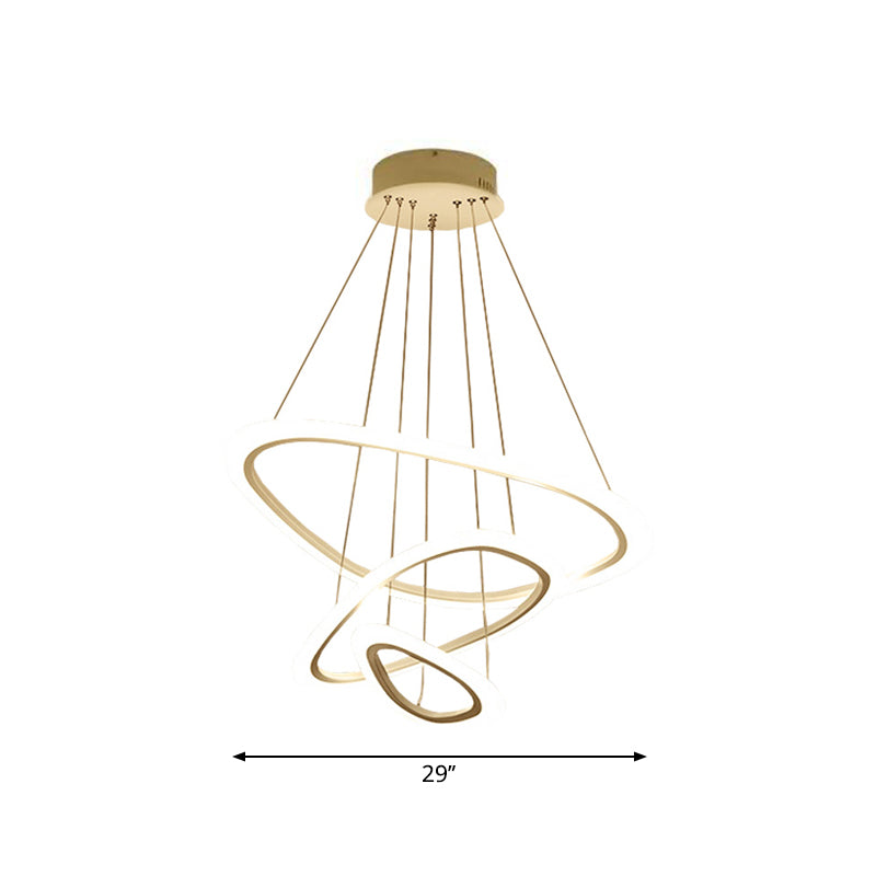 Suspension LED blanche minimaliste : lustre de salle à manger avec abat-jour triangulaire/rond en acrylique (2/3 niveaux)