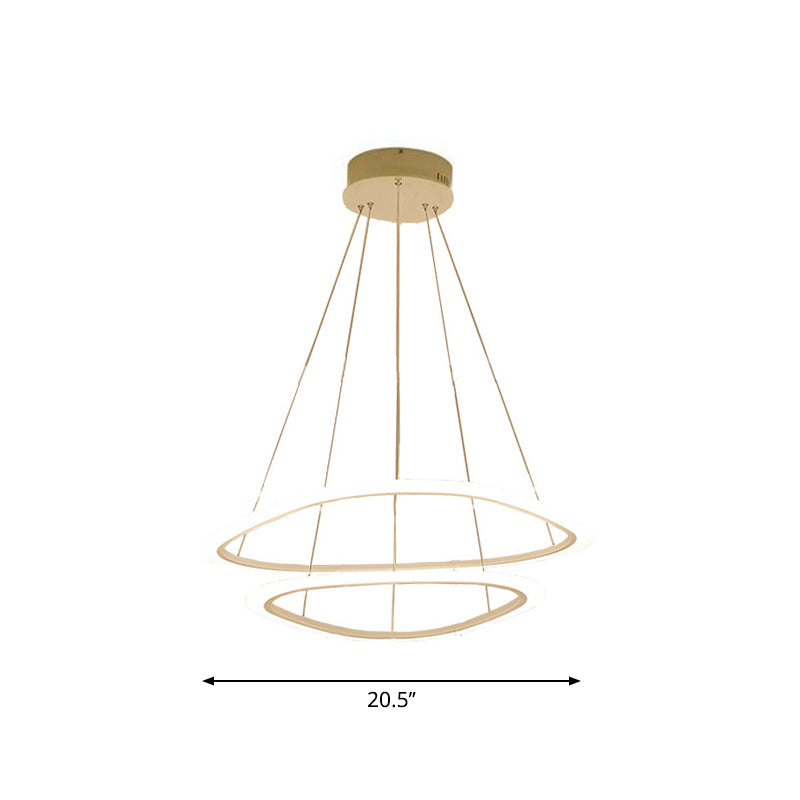 Suspension LED blanche minimaliste : lustre de salle à manger avec abat-jour triangulaire/rond en acrylique (2/3 niveaux)