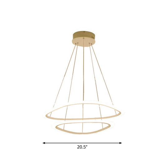 Suspension LED blanche minimaliste : lustre de salle à manger avec abat-jour triangulaire/rond en acrylique (2/3 niveaux)