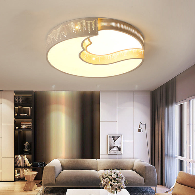 Modern White Metal LED Flushmount Ceiling Lamp for Living Room & Kitchen