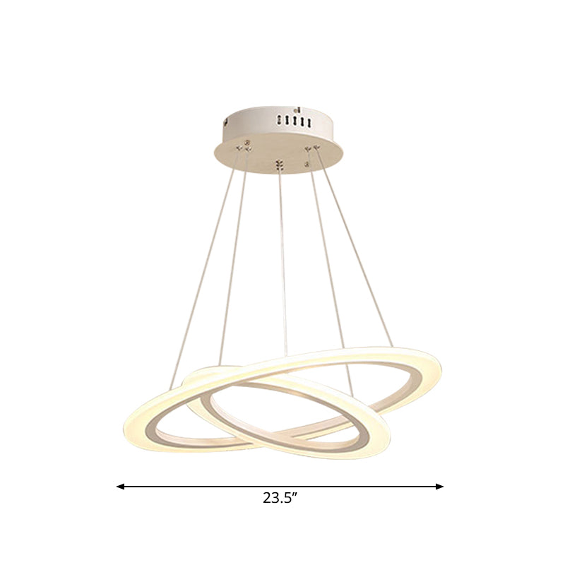 Suspension LED blanche minimaliste : lustre de salle à manger avec abat-jour triangulaire/rond en acrylique (2/3 niveaux)