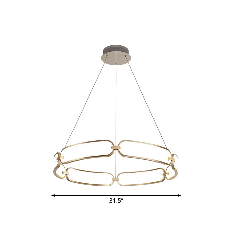 Metal Gold LED Pendant Light - 1/2-Tiered Wristlet Shaped Chandelier - Simple & Stylish - Small/Large