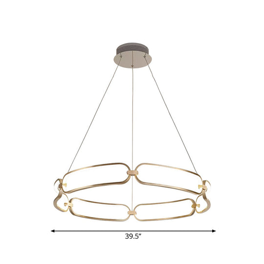 Metal Gold LED Pendant Light - 1/2-Tiered Wristlet Shaped Chandelier - Simple & Stylish - Small/Large