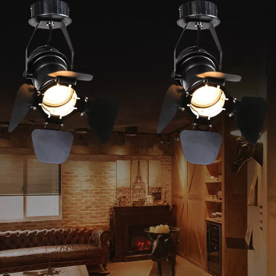 Modern Metal Flush Mount Spotlight with Adjustable Arm - Black Semi Flush Mounted Light