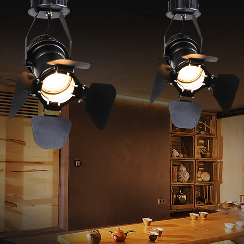Modern Metal Flush Mount Spotlight with Adjustable Arm - Black Semi Flush Mounted Light