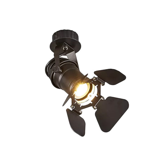 Modern Metal Flush Mount Spotlight With Adjustable Arm - Black Semi Mounted Light