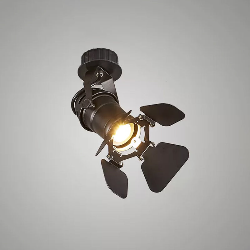 Modern Metal Flush Mount Spotlight with Adjustable Arm - Black Semi Flush Mounted Light