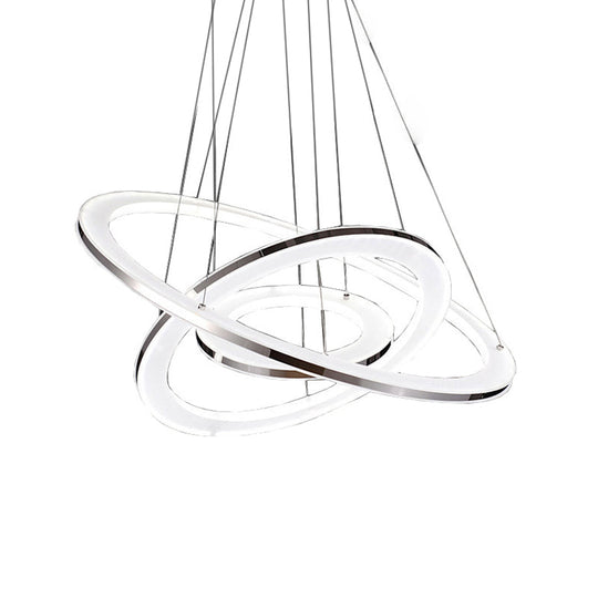 Minimal Silver LED Chandelier Pendant Lights - Hang Lamp in Warm/White Light