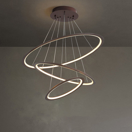 Simplicity Gold/Coffee LED Pendant Chandelier - Acrylic 3/4-Tiered Loop Ceiling Hang Light for Living Room