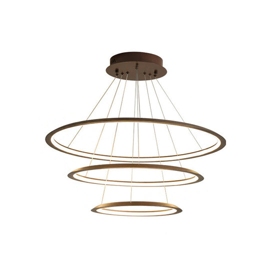 Simplicity Gold/Coffee LED Pendant Chandelier - Acrylic 3/4-Tiered Loop Ceiling Hang Light for Living Room