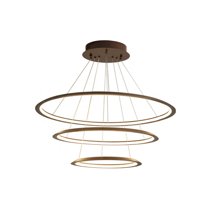 Modern Acrylic Led Pendant Chandelier - Gold/Coffee 3/4 Tiers Loop Design Ideal For Living Room