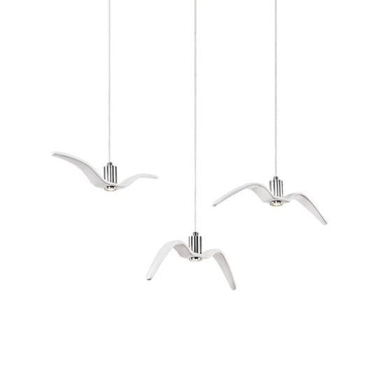 Seagull Multi-Light Pendant With Metal Finish 3 Lights For Bedroom Ceiling In White/Black
