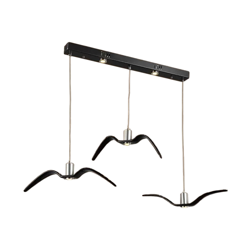Seagull Multi-Light Pendant With Metal Finish 3 Lights For Bedroom Ceiling In White/Black