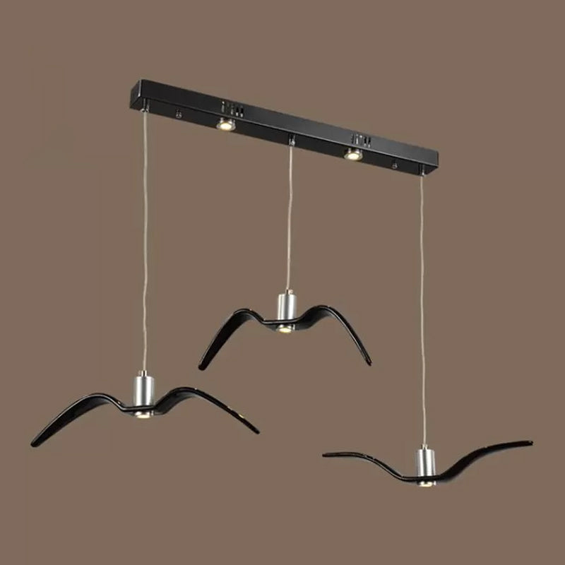 Seagull Multi-Light Pendant With Metal Finish 3 Lights For Bedroom Ceiling In White/Black