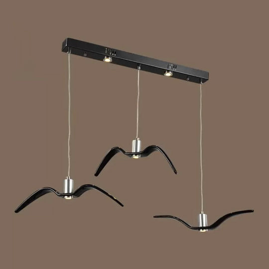 Seagull Multi-Light Pendant With Metal Finish 3 Lights For Bedroom Ceiling In White/Black