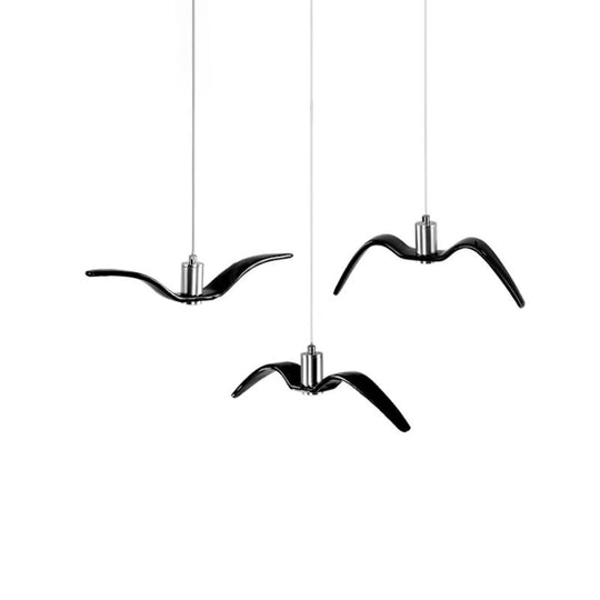 Seagull Multi-Light Pendant With Metal Finish 3 Lights For Bedroom Ceiling In White/Black