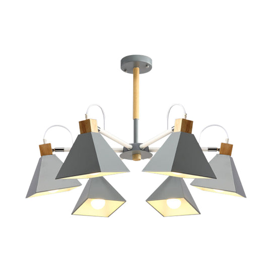 Stylish Rotatable Macaron Wood Chandelier - 6 Lights Ideal For Baby Room Ceiling Pendant