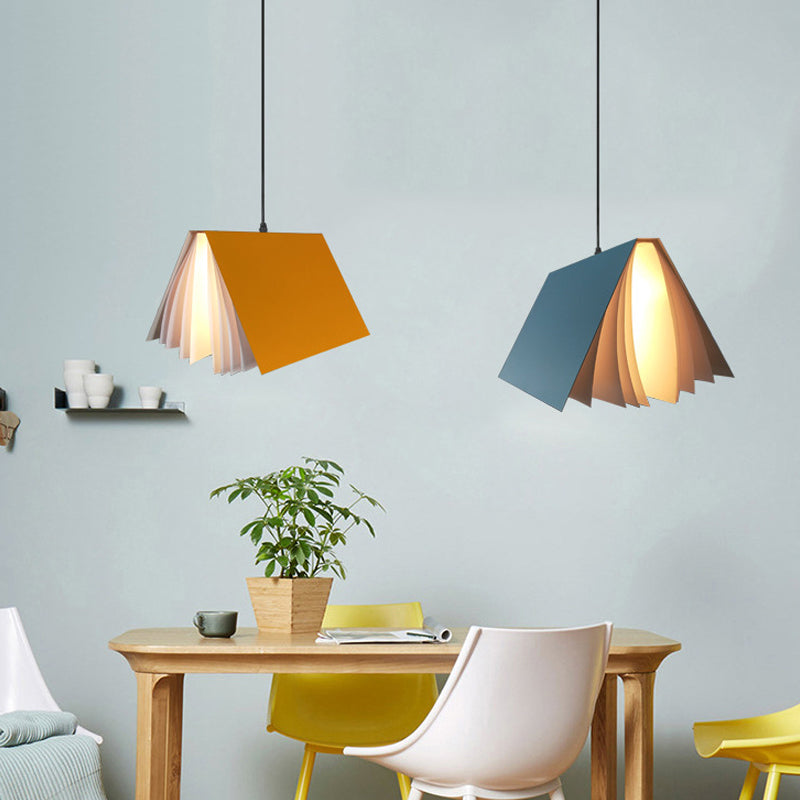 Nordic Plastic Pendant Ceiling Light: Modern 1-Bulb Book-Inspired Hanging Lamp For Living Room