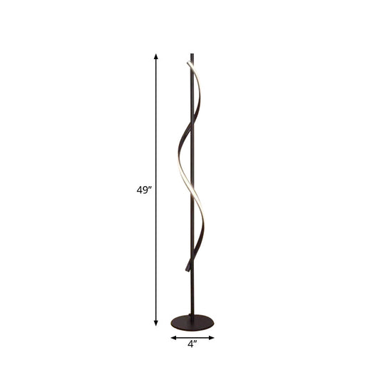 Modern Led Floor Lamp With Black Bubbling/Wavy/Twisting Design Acrylic Shade And Warm/White Light