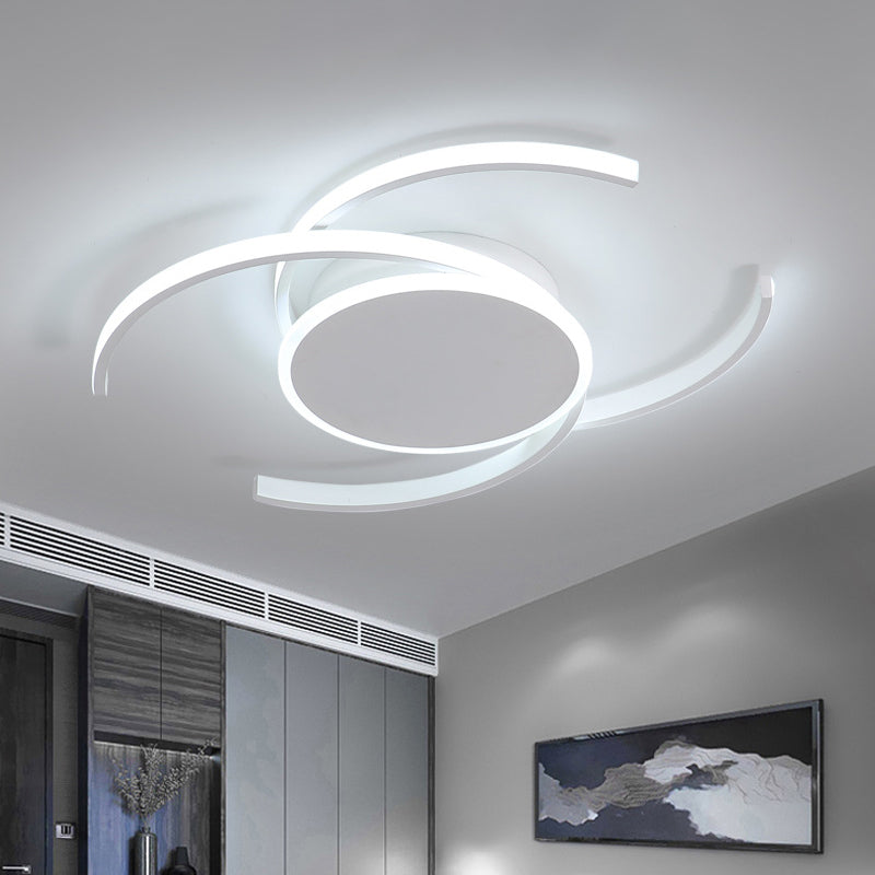 Minimalist White Led Acrylic Ceiling Lamp - Dual C Shaped Semi Flush 16/19.5/23.5 Wide Warm/White