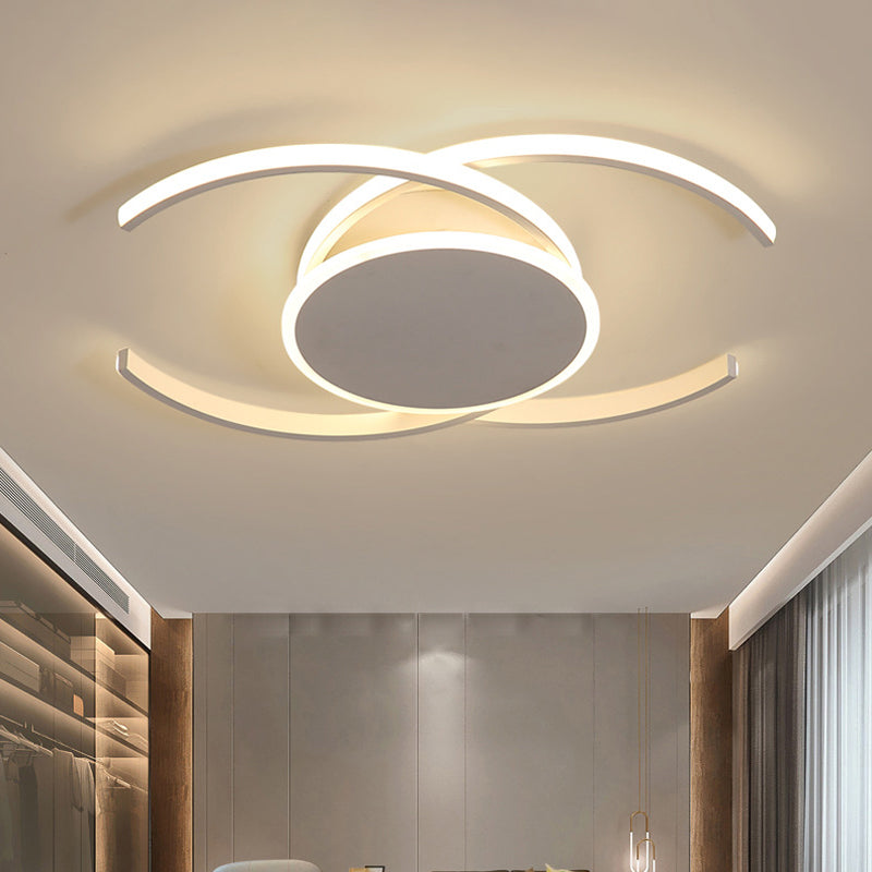 Minimalist White Led Acrylic Ceiling Lamp - Dual C Shaped Semi Flush 16/19.5/23.5 Wide Warm/White