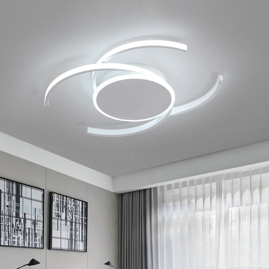 Minimalist White LED Acrylic Ceiling Lamp - Dual C Shaped, Semi Flush, 16"/19.5"/23.5" Wide - Warm/White Light