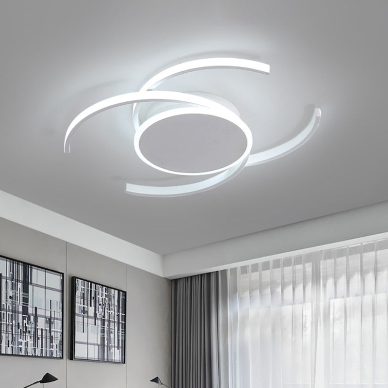 Minimalist White Led Acrylic Ceiling Lamp - Dual C Shaped Semi Flush 16/19.5/23.5 Wide Warm/White