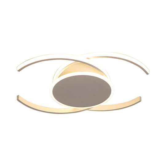 Minimalist White Led Acrylic Ceiling Lamp - Dual C Shaped Semi Flush 16/19.5/23.5 Wide Warm/White