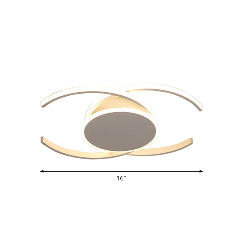 Minimalist White LED Acrylic Ceiling Lamp - Dual C Shaped, Semi Flush, 16"/19.5"/23.5" Wide - Warm/White Light