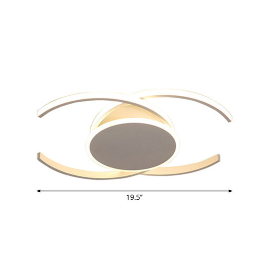 Minimalist White LED Acrylic Ceiling Lamp - Dual C Shaped, Semi Flush, 16"/19.5"/23.5" Wide - Warm/White Light