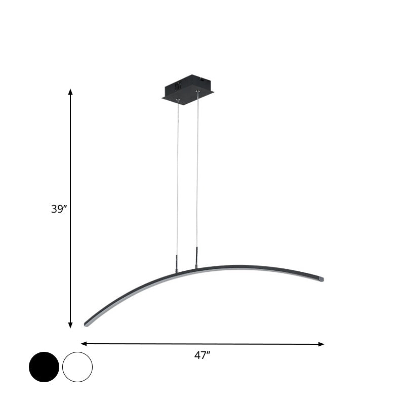 Modern Black/White Arched Pendant Light With Acrylic Led And Warm/White Glow