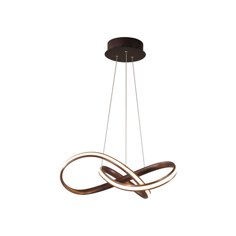 Lustre LED moderne en aluminium pour salle à manger - Design entrelacé en noir/blanc/café, 19,5"/27,5" L