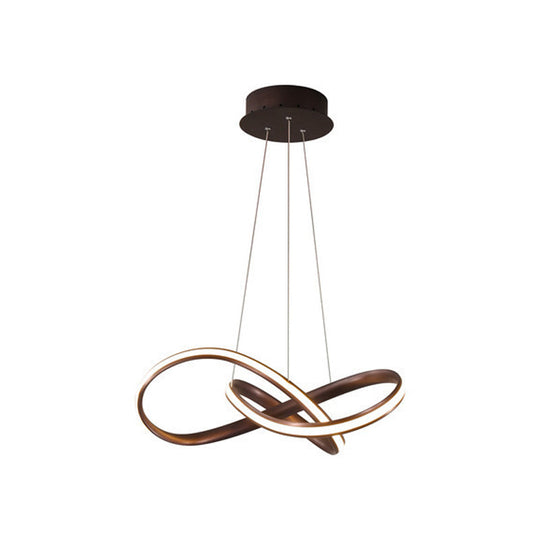 Aluminum Led Entwined Chandelier Light In Modern Style For Dining Room - Black/White/Coffee Size