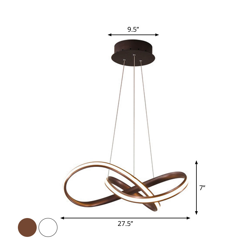 Aluminum Led Entwined Chandelier Light In Modern Style For Dining Room - Black/White/Coffee Size