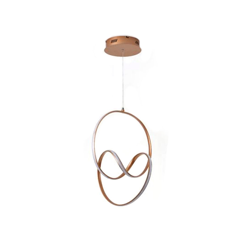 Minimalistic Coffee Twisted Chandelier Pendant: Aluminum Led Ceiling Light In Warm Or White