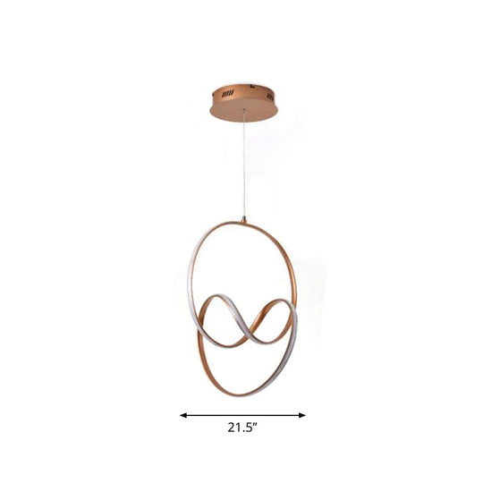 Minimalistic Coffee Twisted Chandelier Pendant: Aluminum Led Ceiling Light In Warm Or White