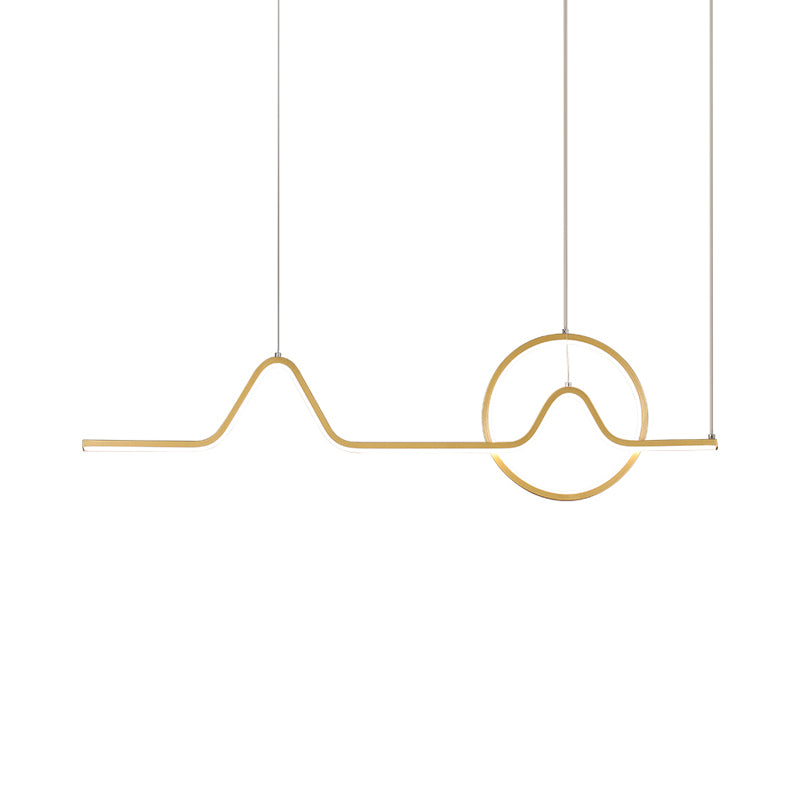 Linear Hanging Acrylic LED Ceiling Light in Black/Gold with Warm/White Light for Dining Room