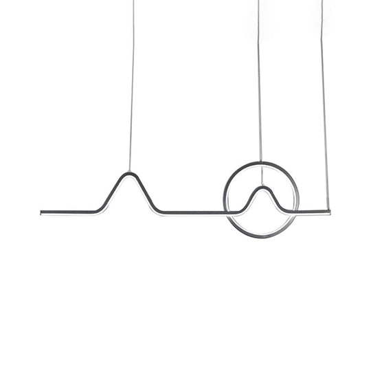 Linear Hanging Acrylic LED Ceiling Light in Black/Gold with Warm/White Light for Dining Room